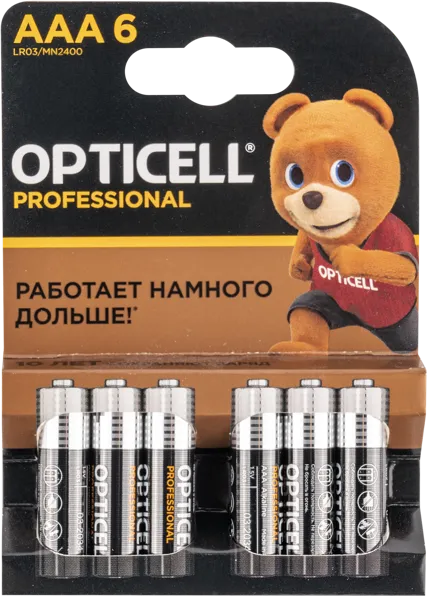 Изображение Батарейка ААА ЛР03 1,5 вольт Оптиселл профешнл Оптиселл к/у, 6 шт