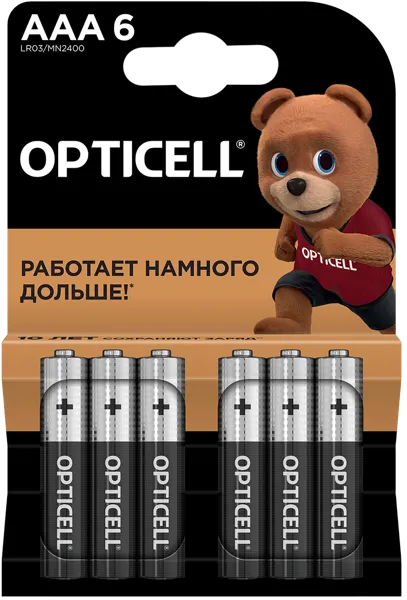 Изображение Батарейка ААА ЛР03 1,5 вольт Оптиселл бэйсик Оптиселл к/у, 6 шт