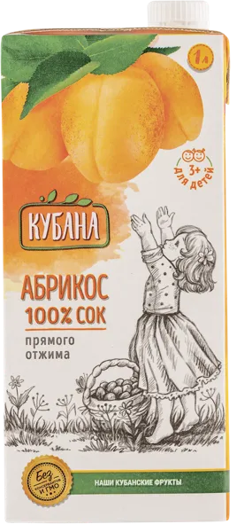 Изображение Сок прямой отжим Кубана абрикос Кубснаб т/п, 1 л