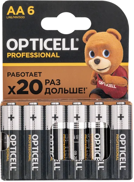 Изображение Батарейка АА ЛР06 1,5 вольт Оптиселл профешнл Оптиселл к/у, 6 шт