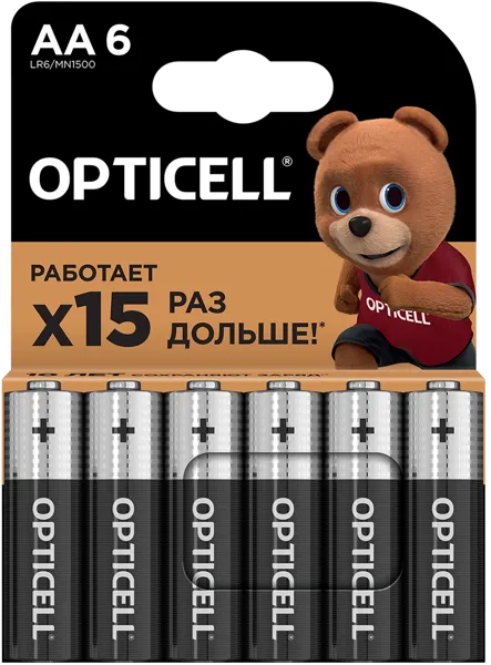 Изображение Батарейка АА ЛР06 1,5 вольт Оптиселл бэйсик Оптиселл к/у, 6 шт