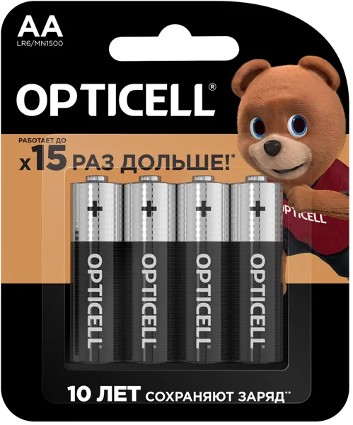 Изображение Батарейка АА ЛР06 1,5 вольт Оптиселл бэйсик Оптиселл к/у, 4 шт