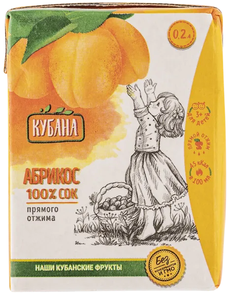 Изображение Сок Кубана абрикос Кубснаб т/п, 0,2 л