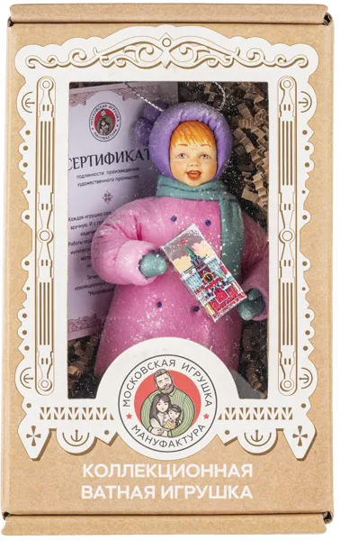 Изображение Елочное украшение 12см ватное Московская игрушка Лиза с Кремлевским подарк Московская игрушка к/у, 1 шт