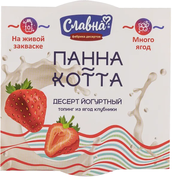 Изображение Десерт 6% йогуртный Славна панна-котта клубника Славна п/б, 140 г