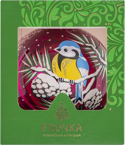 Изображение Шар 6 Синичка стекло Ёлочка С811 Клинская игрушка к/у, 1 шт