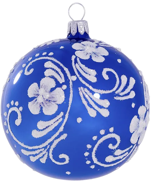 Изображение Шар 4 Белые цветы 7,5см стекло Ёлочка С2242 Клинская игрушка к/у, 1 шт