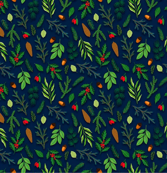 Изображение Бумага 100*70см упаковочная Мэджик Пак желуди ветки зеленая Феникс-Презент , 1 шт