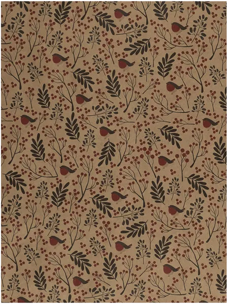 Изображение Бумага 100*70см упаковочная Мэджик Пак снегири рябина крафт Феникс-Презент , 1 шт