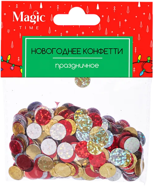 Изображение Конфетти Мэджик Тайм кружочки красно-золотые Феникс-Презент , 15 г