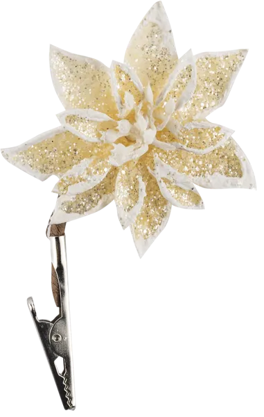 Изображение Цветок 7*10см на клипсе Мэджик Тайм белый с блестками Феникс-Презент , 1 шт