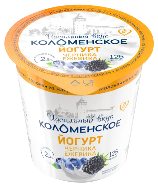 Изображение Йогурт 2,5% Коломенское черника ежевика Коломенское п/б, 125 г