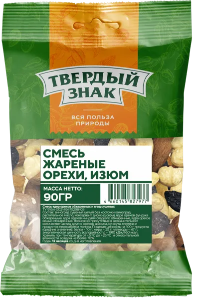 Изображение Коктейль орехи изюм Твердый знак Орехпром м/у, 90 г