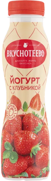 Изображение Йогурт 2% питьевой Вкуснотеево клубника Молвест п/б, 280 мл