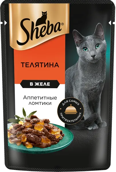 Изображение Корм для кошек Шеба телятина ломтики в желе Марс м/у, 75 г