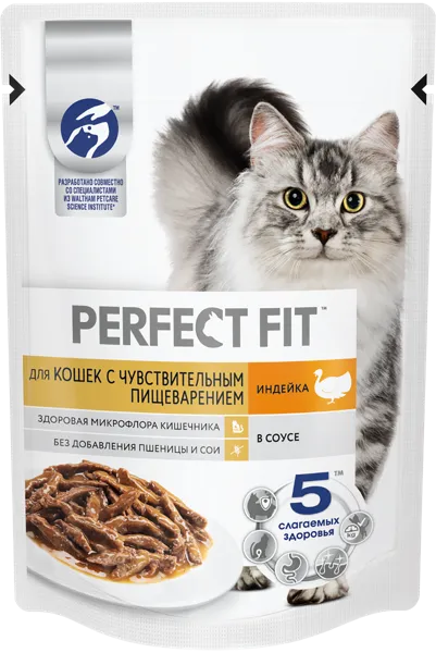 Изображение Корм для чувствит кошек Перфект Фит индейка в соусе Марс м/у, 75 г
