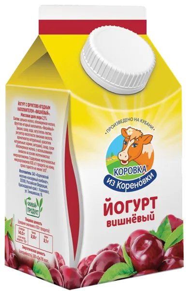Изображение Йогурт 2,1% питьевой Коровка из Кореновки вишневый Кореновский МКК т/р, 450 мл