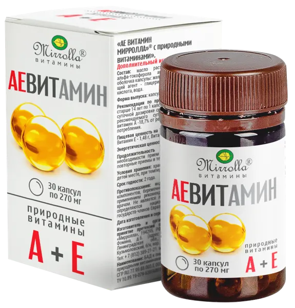 Изображение Комплекс витаминный Миролла АЕ витамин Миролла к/у, 30 шт