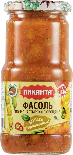Изображение Фасоль с овощами Пиканта по-монастырски Вкусный продукт с/б, 470 г