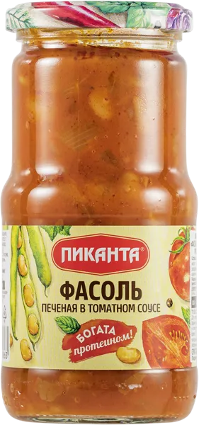 Изображение Фасоль печеная Пиканта в томатном соусе Вкусный продукт с/б, 470 г