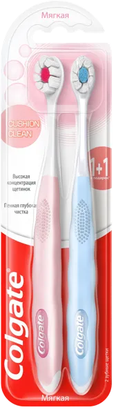 Изображение Зубная щетка мягкая Колгейт кошн клин 1+1 Колгейт Палмолив п/у, 2 шт