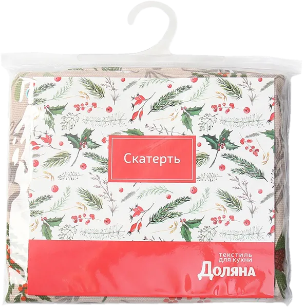 Изображение Скатерть 149*110см Доляна снегири бежевая ИП Симановский Е.А. м/у, 1 шт
