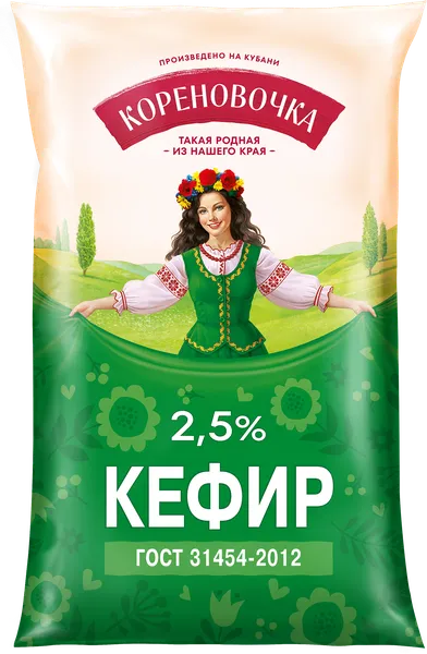 Изображение Кефир 2,5% Кореновочка Кореновский МКК м/у, 900 мл