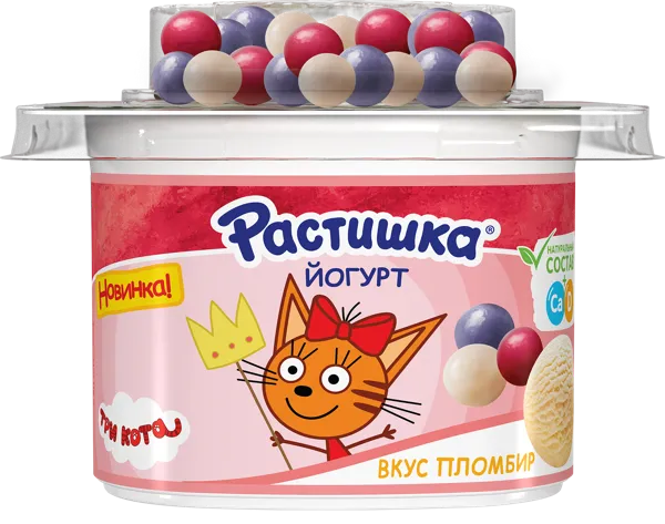 Изображение Йогурт 3% Растишка пломбир с драже хруст шар Эйч энд Эн п/б, 116 г