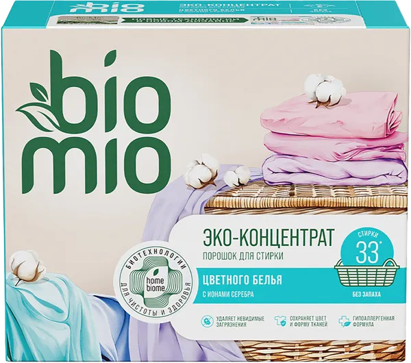 Изображение Стиральный порошок без запаха Биомио БИО цветное белье ЦЕНТЭКО ООО к/у, 1 КГ