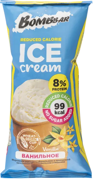 Изображение Мороженое в ваф.стакане Бомббар ванильное протеин Фитнес Фуд м/у, 80 г