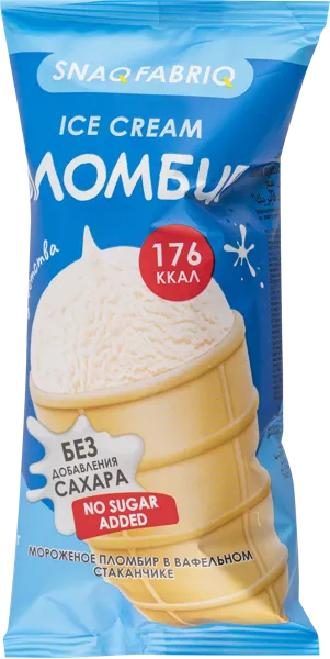 Изображение Мороженое без сахара Снэк фабрик пломбир в ваф. стакан. Фитнес Фуд м/у, 80 г