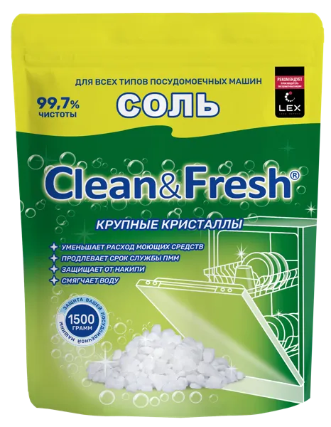 Изображение Соль для ПММ Клин энд фреш гранулированная Рустабэкспорт м/у, 1,5 КГ