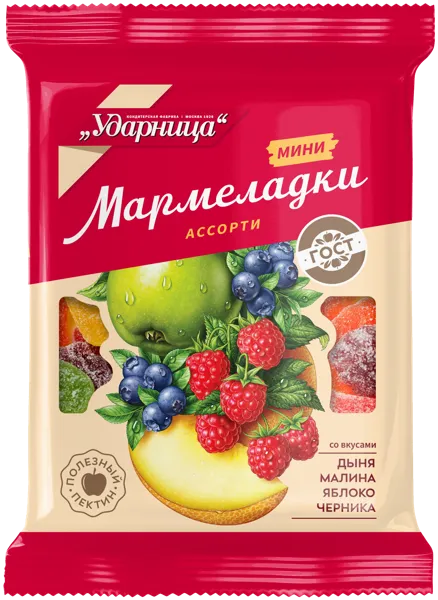 Изображение Мармелад Ударница яблоко малина черника Ударница м/у, 275 г