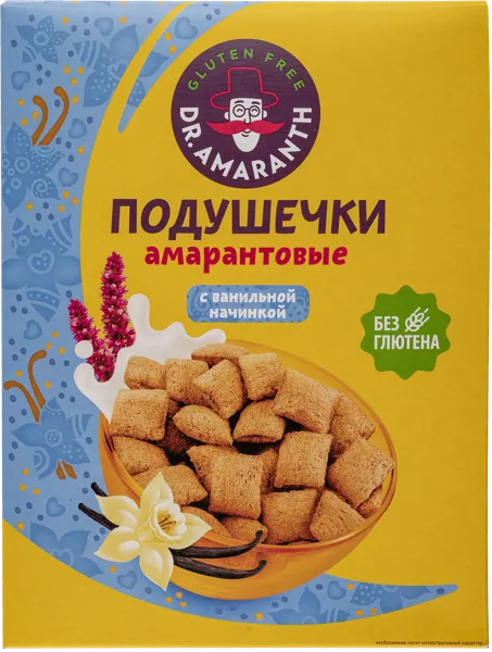 Изображение Готовый завтрак Др. Амарант без глютена подушечки ваниль Ди энд Ди кор, 180 г