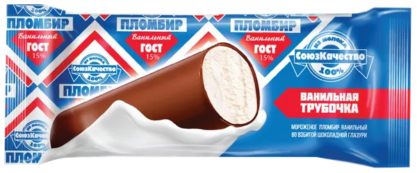 Изображение Мороженое со взбитой шоколадной глазурью Союз качество пломбир Калинов Мост ООО флоупак, 80 г
