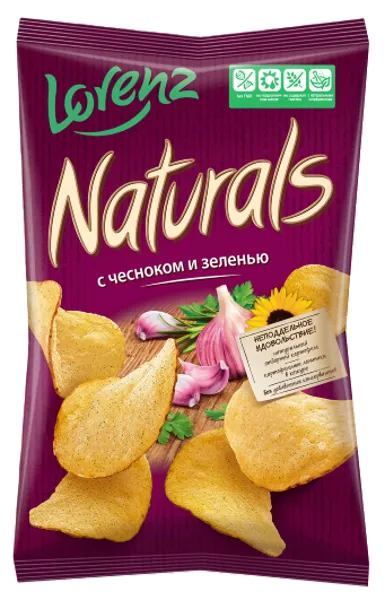 Изображение Чипсы картофельные Лоренц Натуралс чеснок зелень Лоренц м/у, 100 г