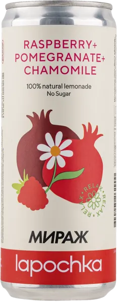 Изображение Напиток газ Лапочка Гранат Малина Ромашка Островица ж/б, 0,33 л