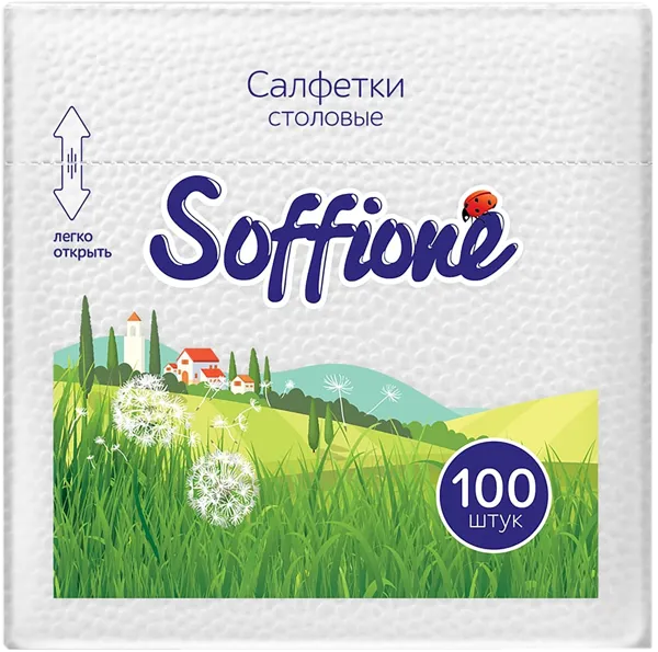 Изображение Салфетки 1слойные Соффионе белые 24*24см Архбум м/у, 100 шт