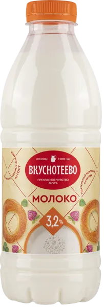 Изображение Молоко 3,2% Вкуснотеево Молвест п/б, 900 мл