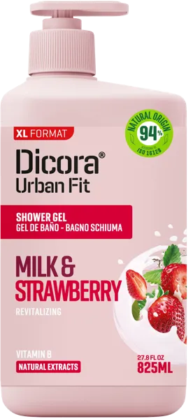 Изображение Гель для душа Дикора клубника и молоко Нувария Глобал п/у, 825 мл