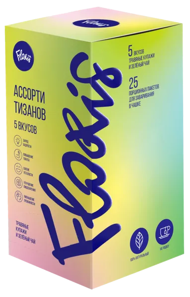 Изображение Чай зеленый Флорис ассорти Аксион кор, 25*2 г