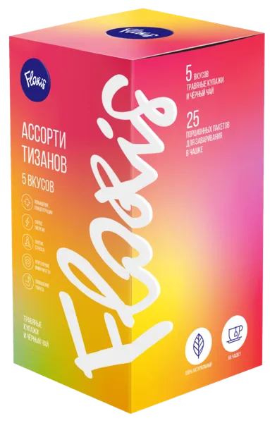 Изображение Чай черный Флорис ассорти Аксион кор, 25*2 г