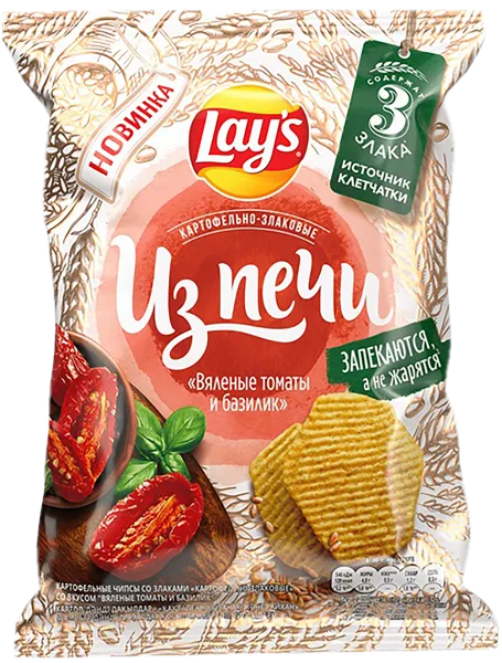 Изображение Чипсы картофельные Лейс Из печи вяленые томаты базилик Фрито Лей м/у, 81 г