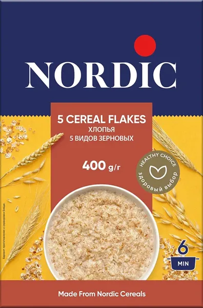 Изображение Хлопья ассорти Нордик 6 мин 5 видов зерновых Копэкер Агро кор, 400 г