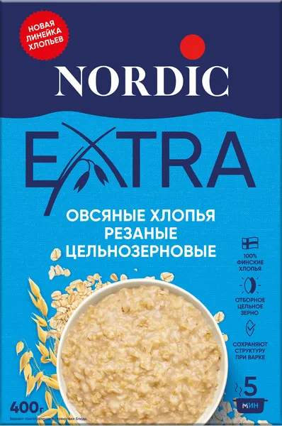 Изображение Хлопья овсяные резаные Нордик Экстра 5 минут Копэкер Агро кор, 400 г