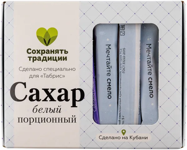 Изображение Сахар белый песок Табрис 60 стиков Кубанский продукт кор, 300 г