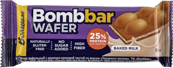 Изображение Вафли протеиновые Бомббар топленое молоко Фитнес Фуд м/у, 32 г