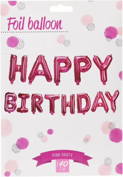 Изображение Шары 40см фольгированные Купман буквы хэппи бездей розовы Купман Интернэшнл м/у, 1 упак