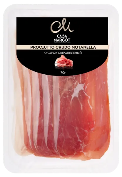 Изображение Мясо свиное сыровяленое нарезка Каса Марго прошутто крудо Сан Марино Салюми п/у, 70 г
