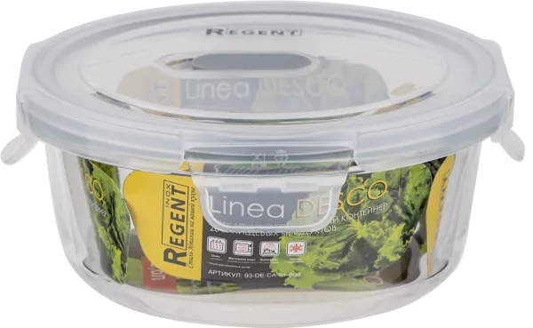 Изображение Контейнер 600мл стекло Регент инокс круглый герметичный Регент Рус , 1 шт